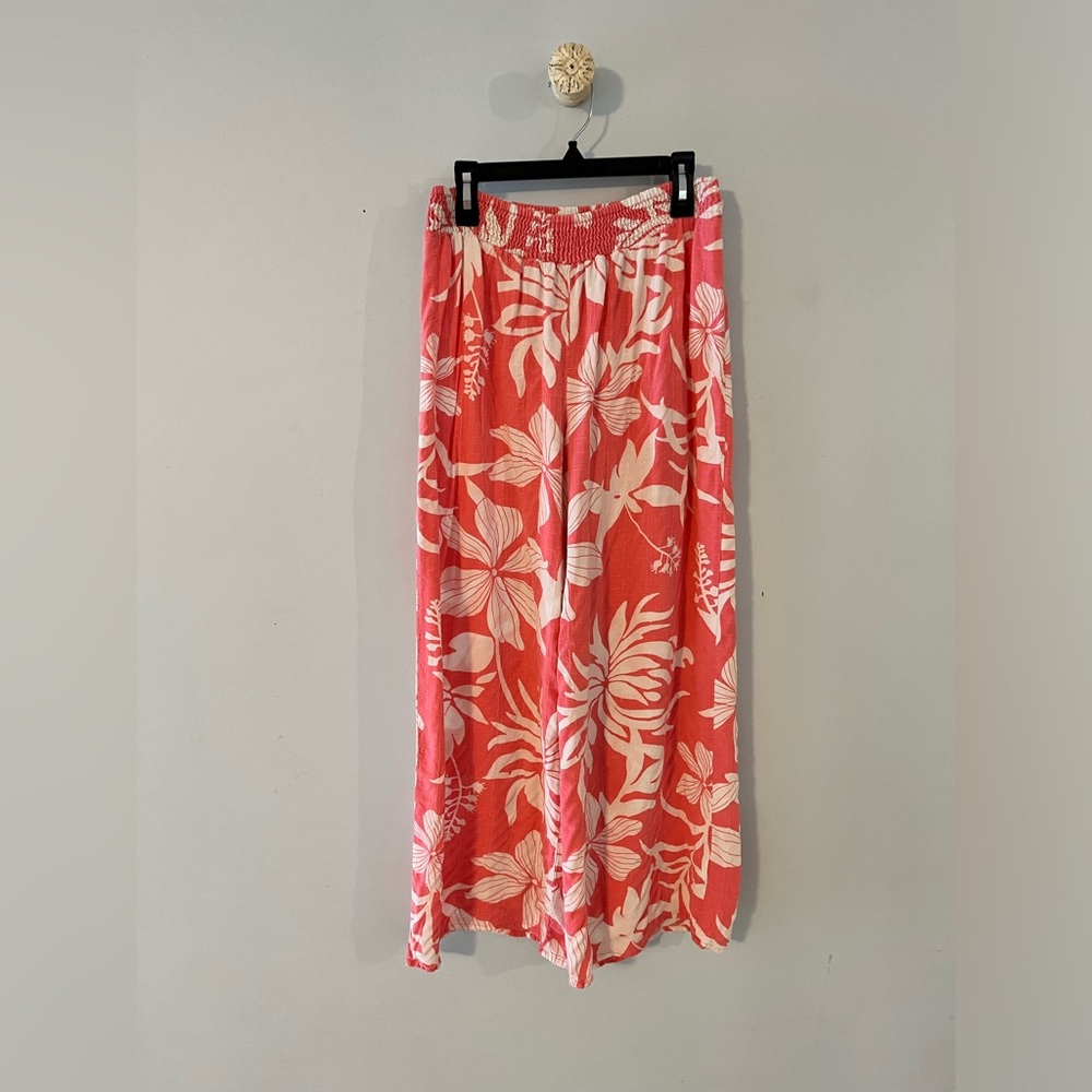 KIWI + PUNCH FLORAL PRINT PALAZZO PANTS. SIZE MEDIUM
